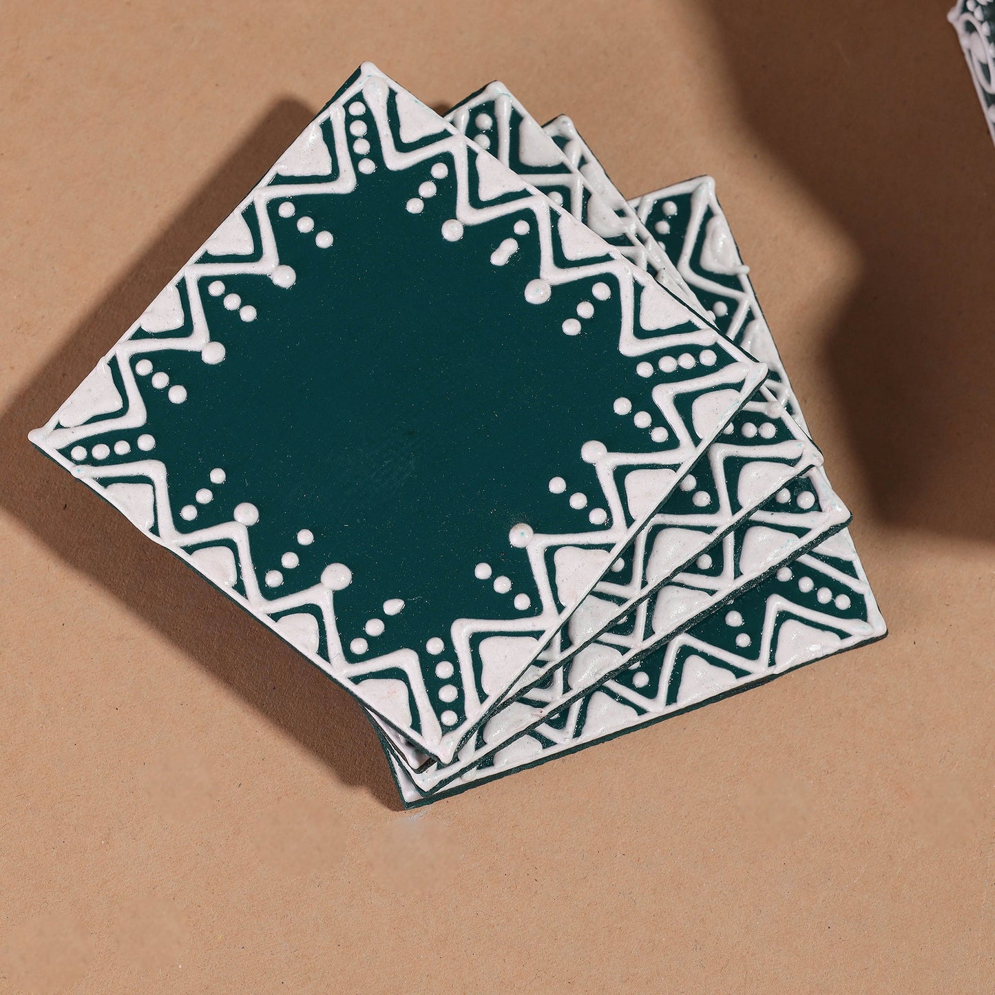  Mandana Art Handpainted Paper Mache Coasters 