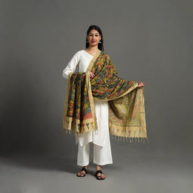 Green - mangalagiri cotton handpainted pen work kalamkari