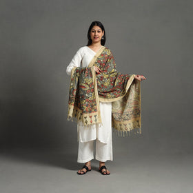 Green - mangalagiri cotton handpainted pen work kalamkari