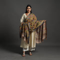 Green Mangalagiri Cotton Handpainted Pen Work Kalamkari Dupatta