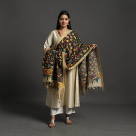 Green - mangalagiri cotton handpainted pen work kalamkari