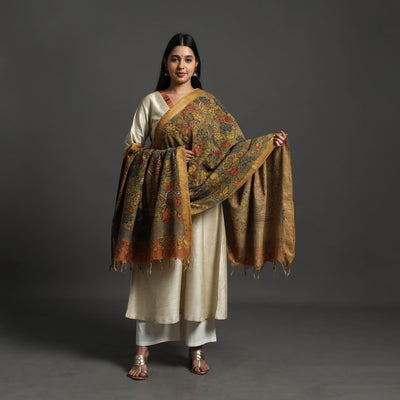 Green - mangalagiri cotton handpainted pen work kalamkari