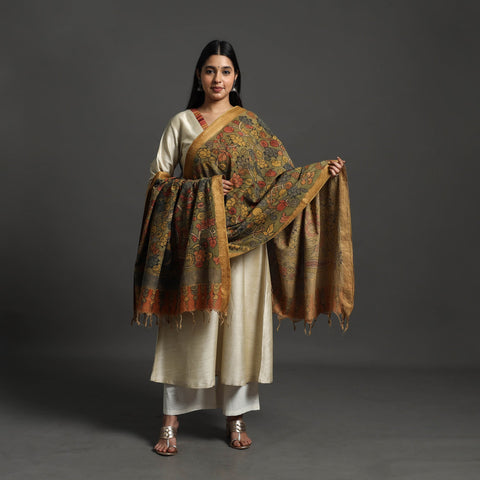 Green - mangalagiri cotton handpainted pen work kalamkari