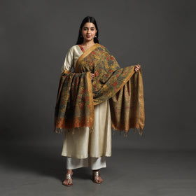 Green - mangalagiri cotton handpainted pen work kalamkari