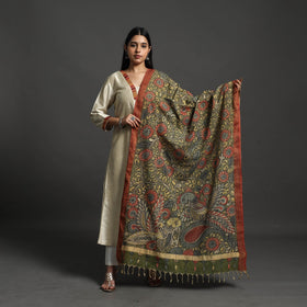 Green - mangalagiri cotton handpainted pen work kalamkari