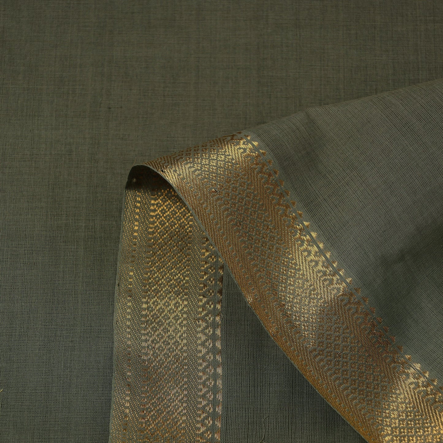  Green Mangalagiri Cotton Fabric with Zari Border 
