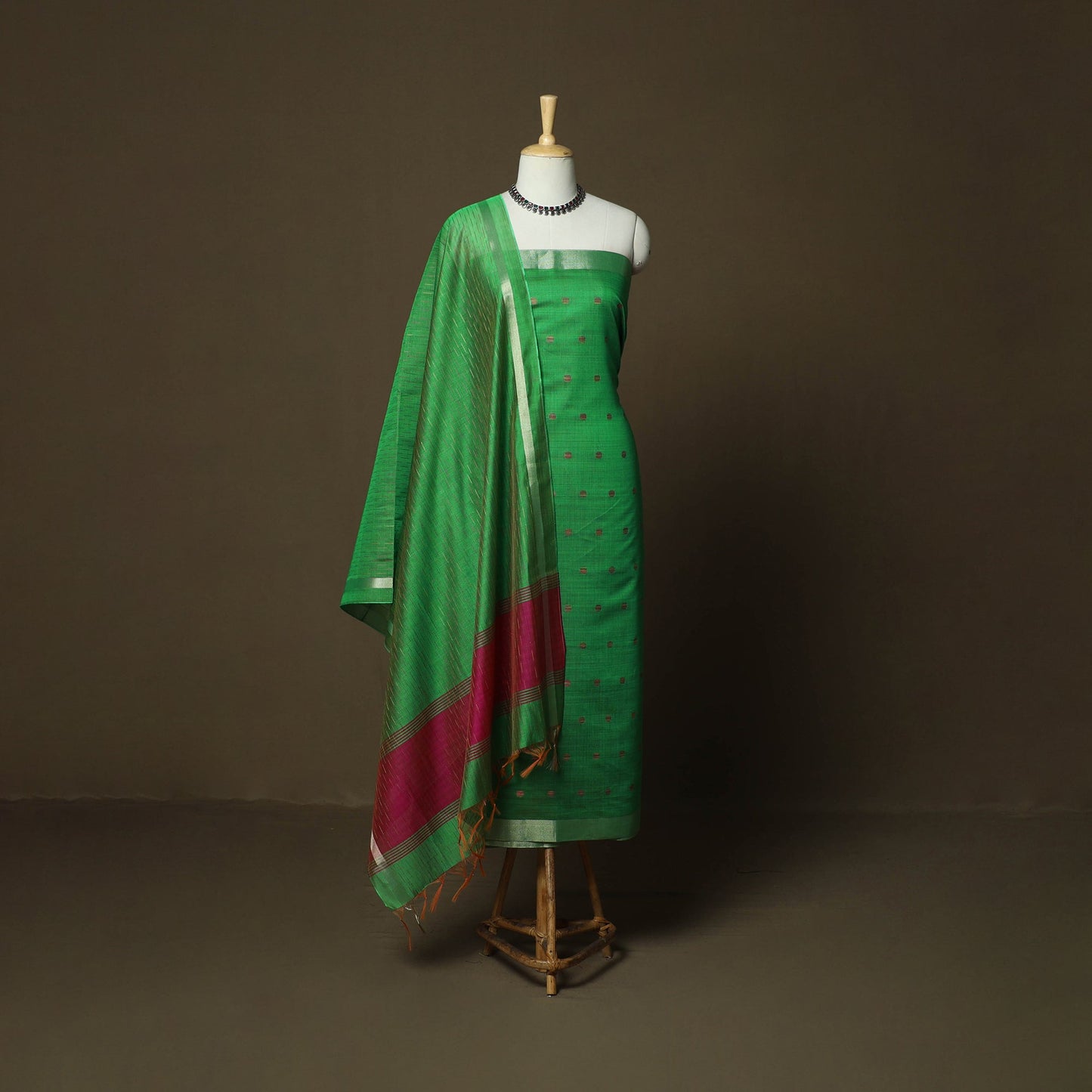 Mangalagiri silk cotton 3pc unstitched dress material