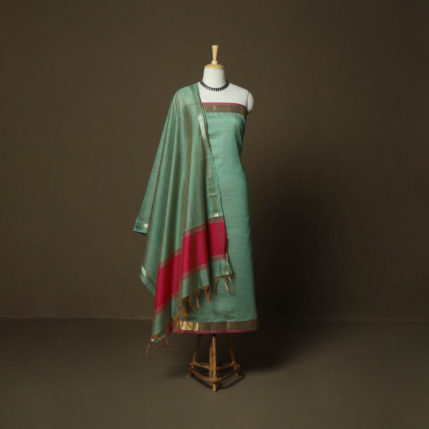Mangalagiri silk cotton 3pc unstitched dress material