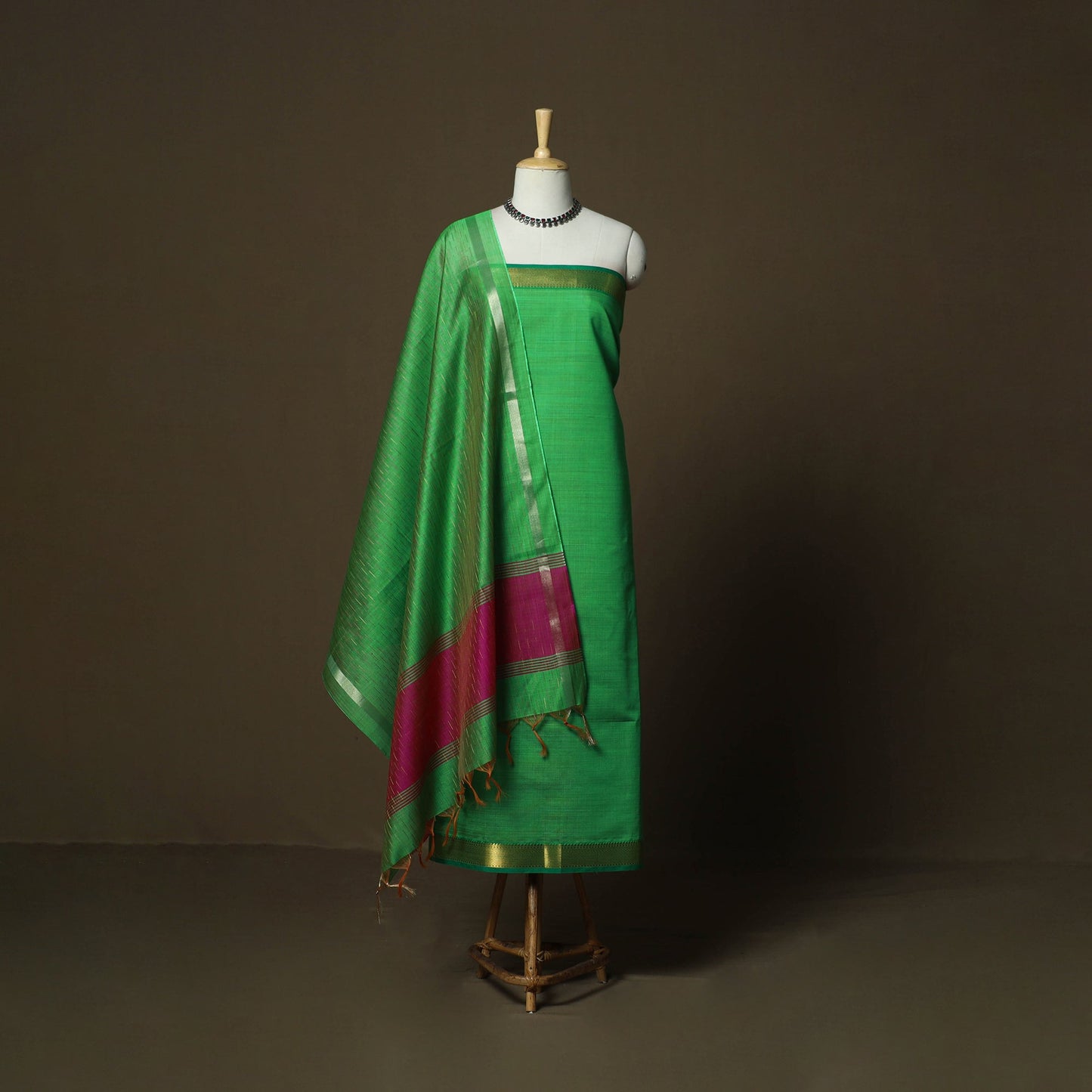 Mangalagiri silk cotton 3pc unstitched dress material