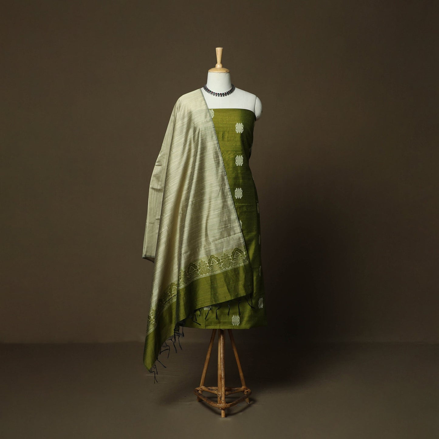 Mangalagiri silk cotton thread work 3pc unstitched dress