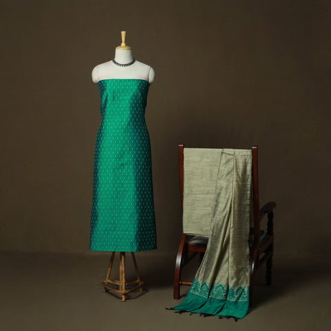 Mangalagiri silk cotton thread work 3pc unstitched dress