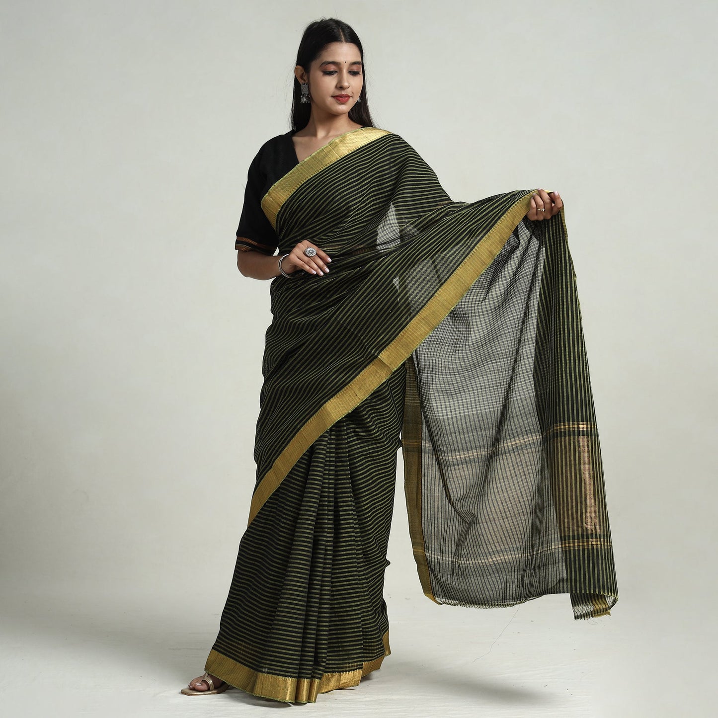  Mangalagiri Handloom Saree with Ikat Blouse