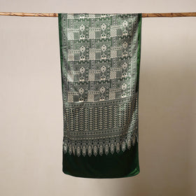 Green Mashru Silk Printed Ajrakh Stole 