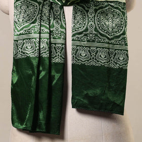 Green Mashru Silk Printed Ajrakh Stole 