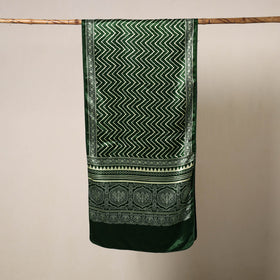 Green Mashru Silk Printed Ajrakh Stole 