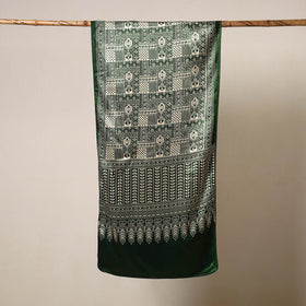 Green Mashru Silk Printed Ajrakh Stole 