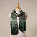 Green Mashru Silk Printed Ajrakh Stole 