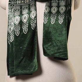 Green Mashru Silk Printed Ajrakh Stole 