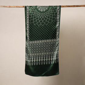 Green Mashru Silk Printed Ajrakh Stole 