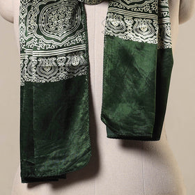 Green Mashru Silk Printed Ajrakh Stole 