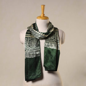 Green Mashru Silk Printed Ajrakh Stole 