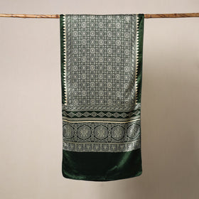 Green Mashru Silk Printed Ajrakh Stole 