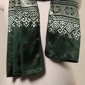 Green Mashru Silk Printed Ajrakh Stole 