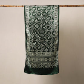 Green Mashru Silk Printed Ajrakh Stole 