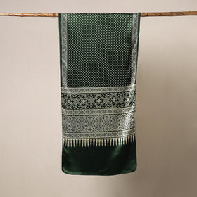 Green Mashru Silk Printed Ajrakh Stole 