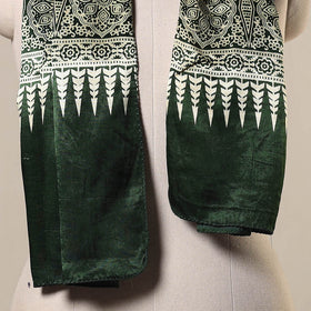 Green Mashru Silk Printed Ajrakh Stole 