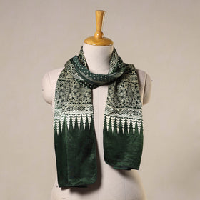 Green Mashru Silk Printed Ajrakh Stole 