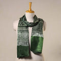 Green Mashru Silk Printed Ajrakh Stole 