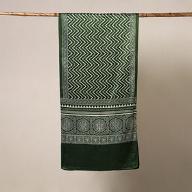 Green Mashru Silk Printed Ajrakh Stole 