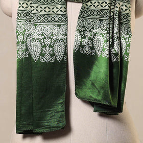Green Mashru Silk Printed Ajrakh Stole 