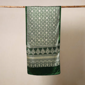 Green Mashru Silk Printed Ajrakh Stole 
