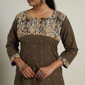 Mehfil Mosaic Cotton Brown Straight Jacquard Kurta for Women