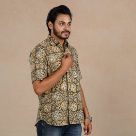 Buy Kalamkari Block Printed Cotton Men Half Sleeve Shirt Online at iTokri.com