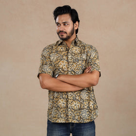 Buy Kalamkari Block Printed Cotton Men Half Sleeve Shirt Online at iTokri.com
