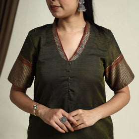 Mercerised Cotton Green Dharwad Kurta Set with Palazzo & Dupatta