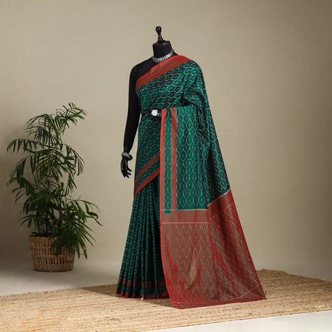 Green - mercerised cotton handloom pochampally ikat saree