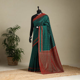 Green - mercerised cotton handloom pochampally ikat saree