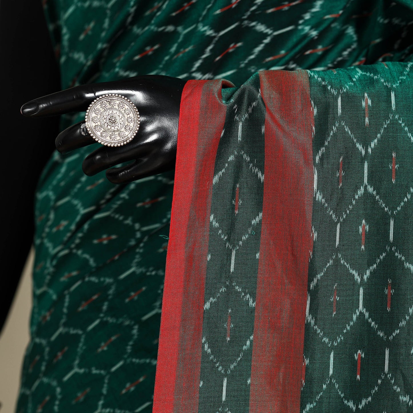 Green - mercerised cotton handloom pochampally ikat saree