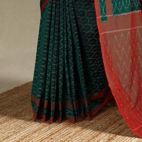 Green - mercerised cotton handloom pochampally ikat saree
