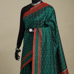 Green - mercerised cotton handloom pochampally ikat saree