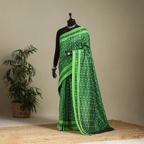 Green - mercerised cotton handloom pochampally ikat saree