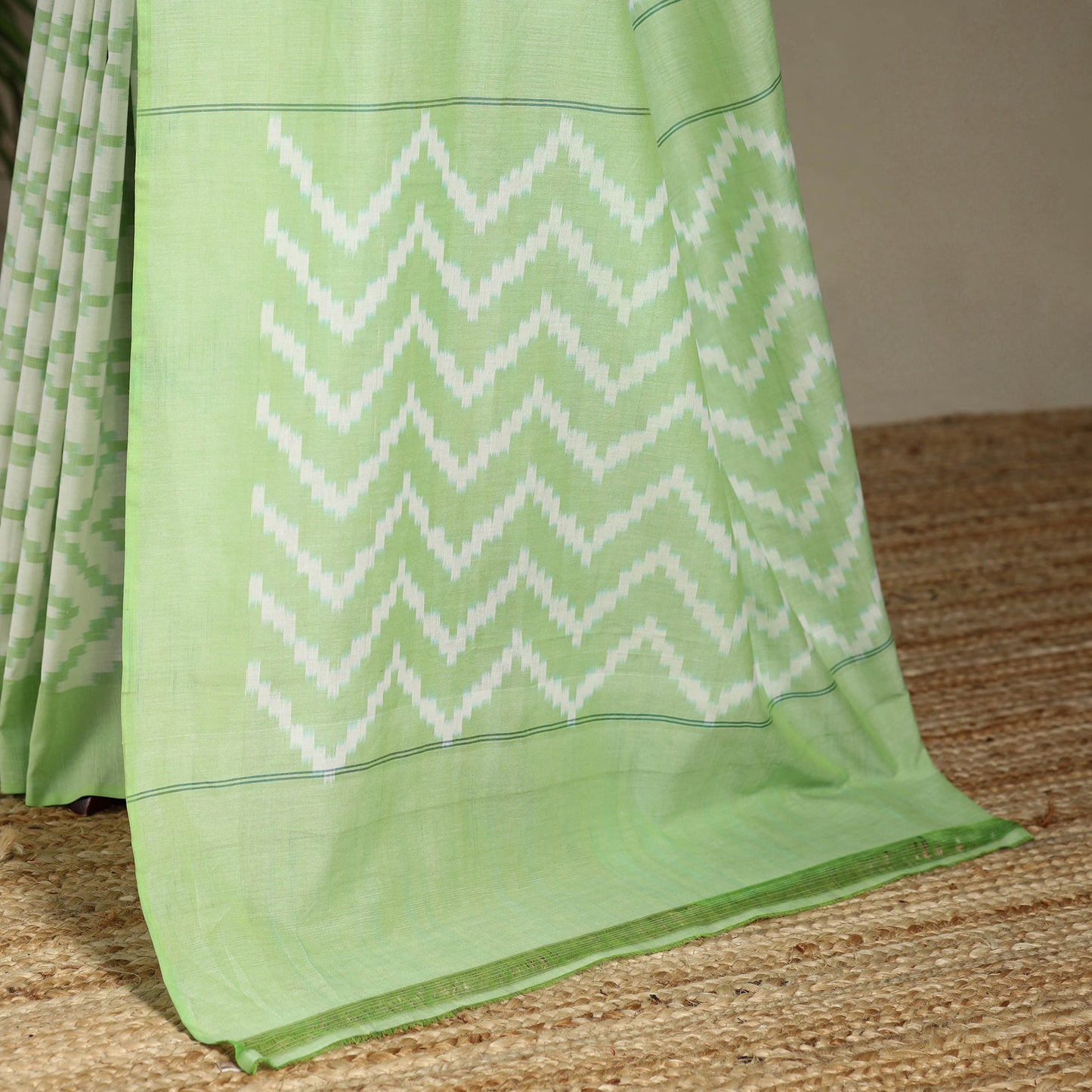 Green - mercerised cotton handloom pochampally ikat saree