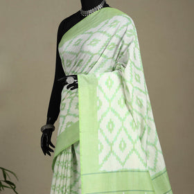 Green - mercerised cotton handloom pochampally ikat saree