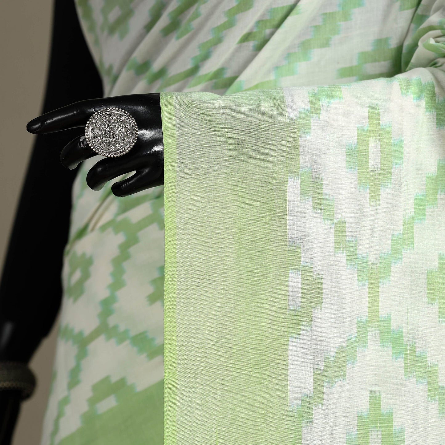 Green - mercerised cotton handloom pochampally ikat saree