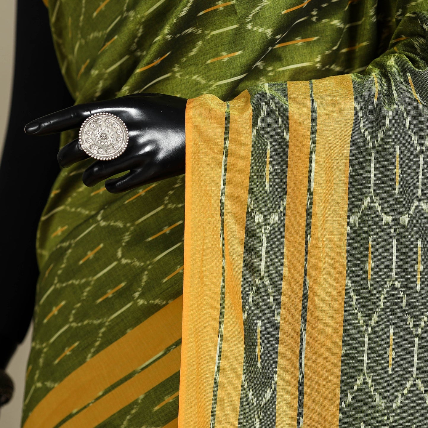 Green - mercerised cotton handloom pochampally ikat saree