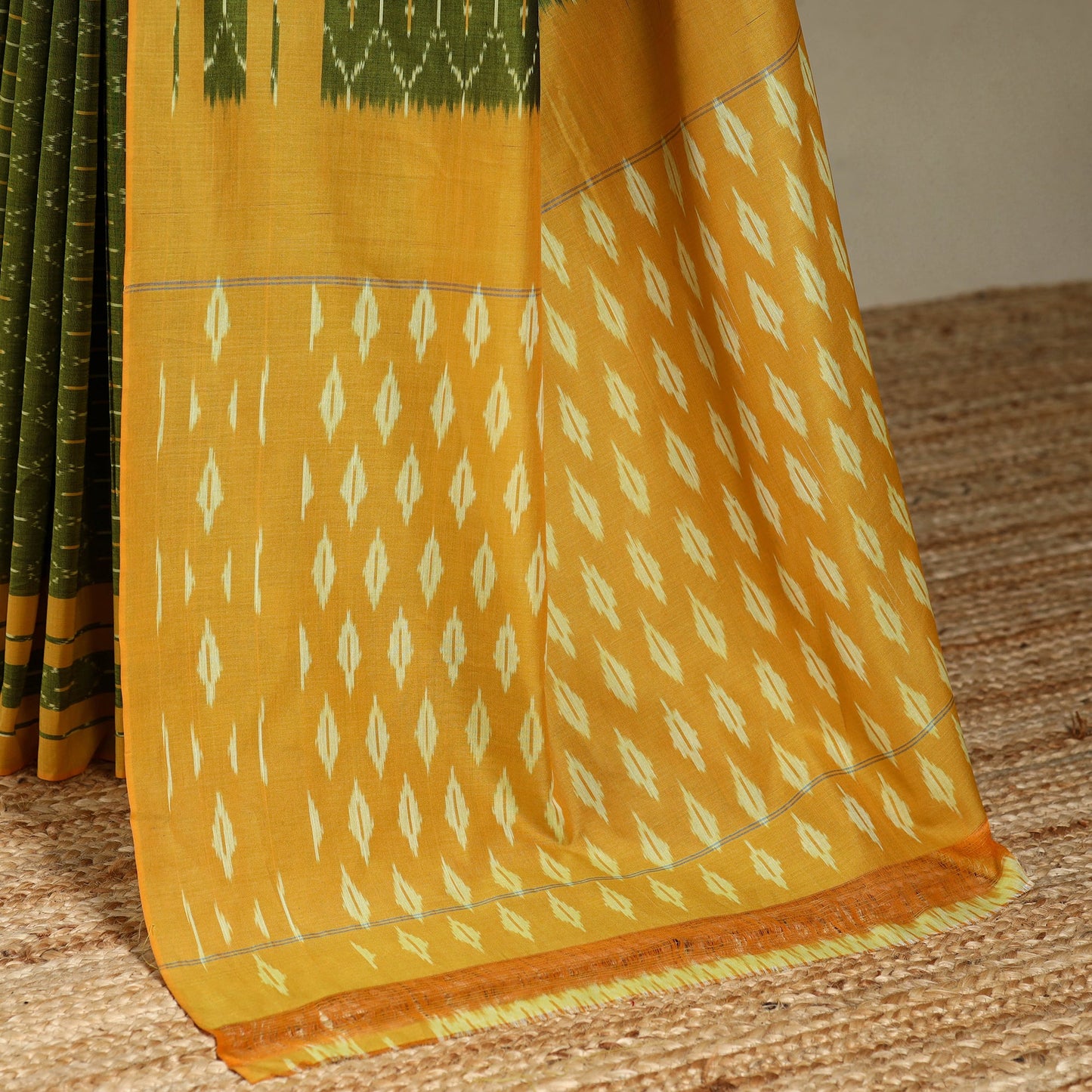 Green - mercerised cotton handloom pochampally ikat saree